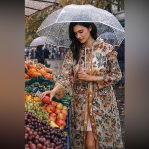 Anthropologie NWT Rachel Antonoff Madison Slicker Rain Coat size M.